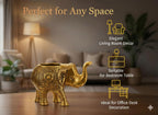 Kridaykraft Decorative Metal Trunk-Up Elephant – Multi-Purpose Small Flower Vase, T-Light Holder, and Stationery Organizer for Living Room and Office – Elegant Gold Elephant Statue for Good Luck