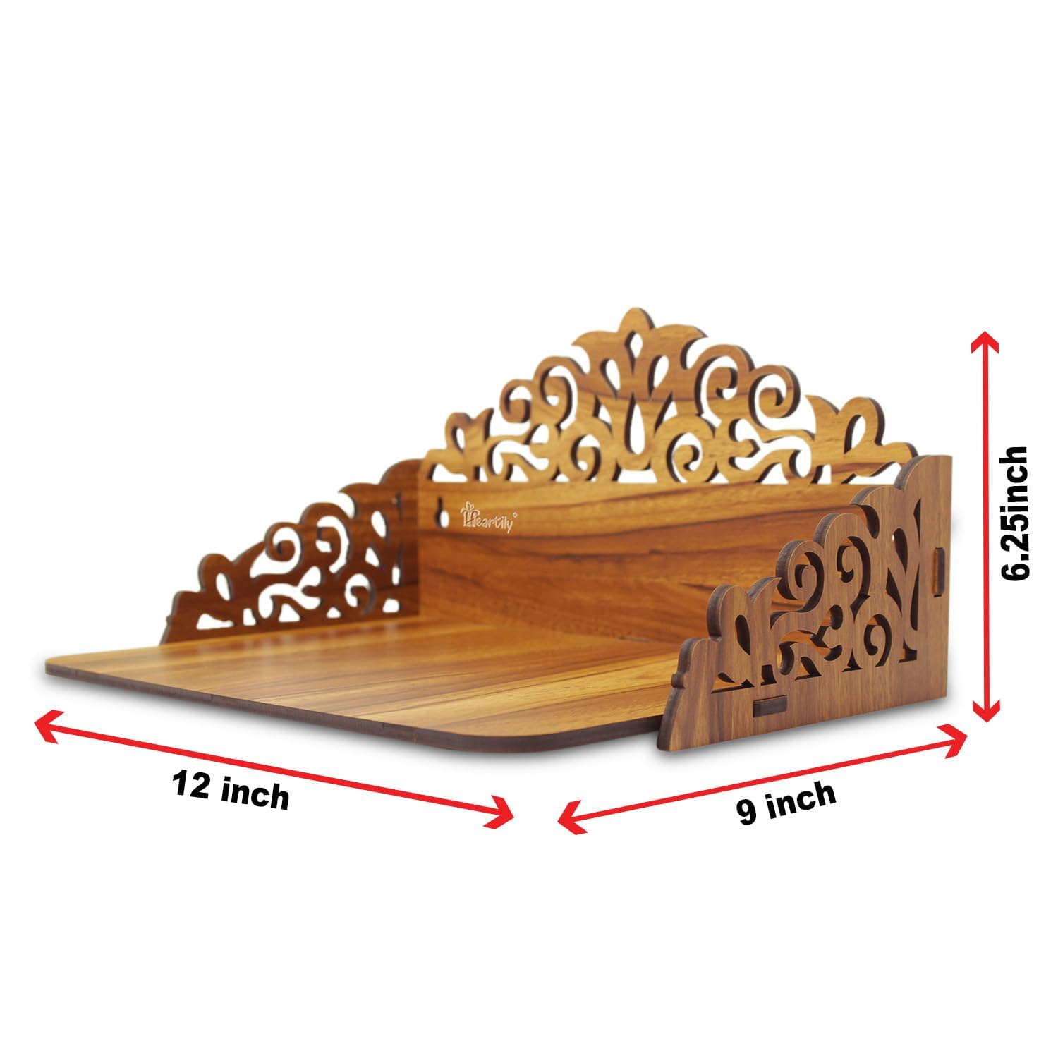 BerryBox Wood Hand Crafted Om Pattern Home Temple for Puja Temple for Home and Office l Puja Mandir l Wooden Mandir l Compact Pooja Ghar Stand for Prayer Room, Living Room Decor (Design 5)