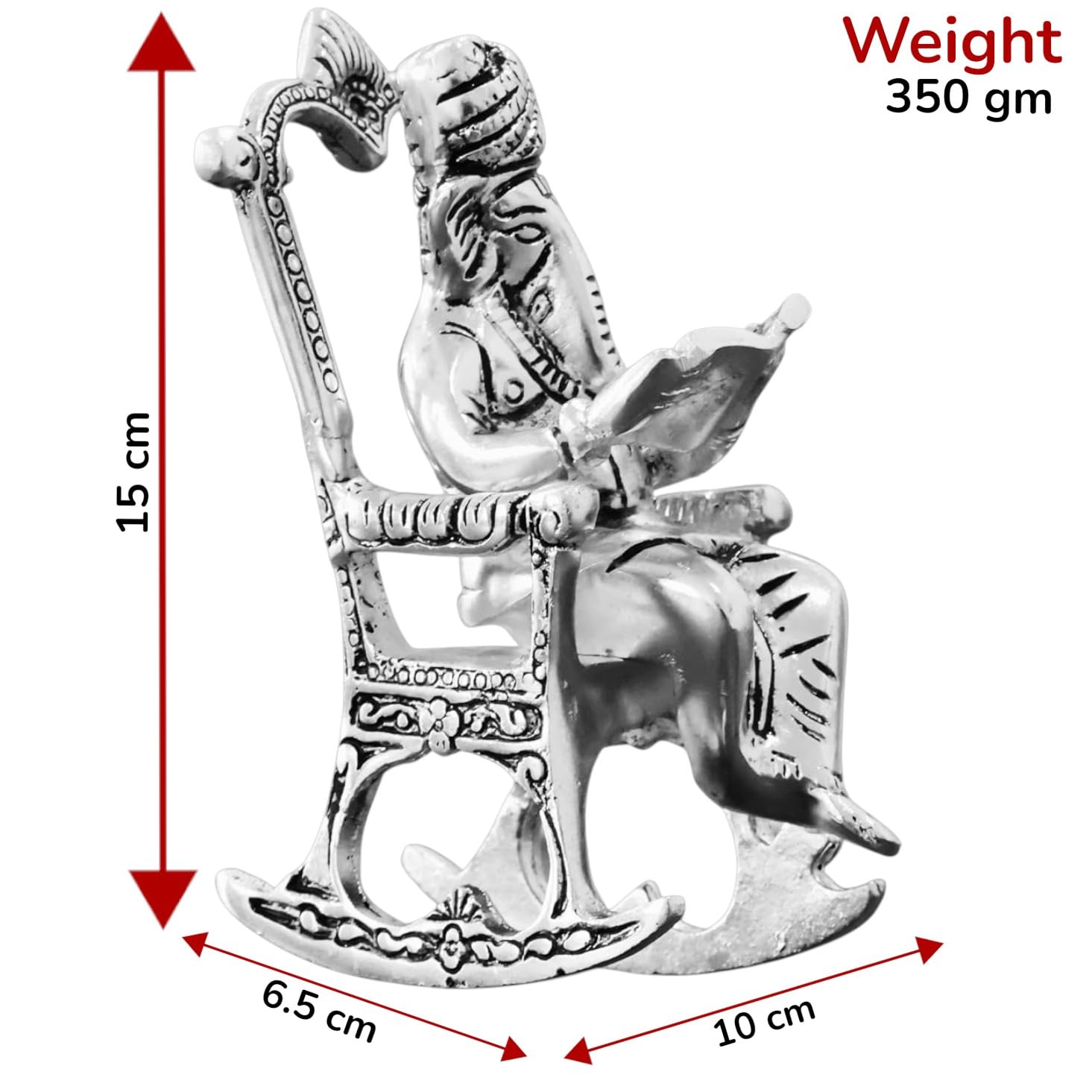 KridayKraft Metal Chair Ganesh ganpati Idol with Reading Ramayan Home Decoration and Gifts for Your Love Once