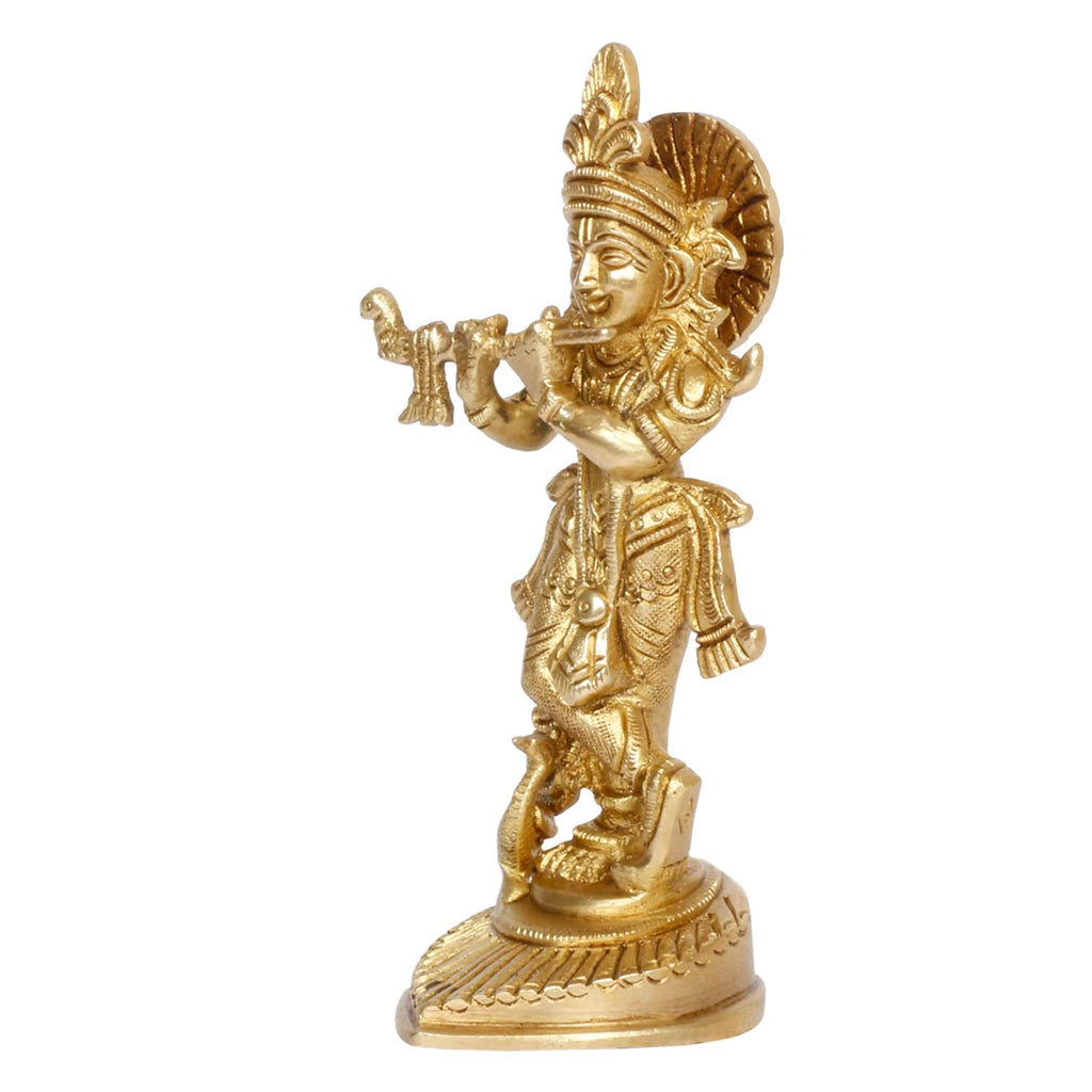 ARTVARKO Brass Krishna Kishan Thakurji Murti Idol Statue Sculpture for Home Office Temple Puja Gift 6.5 Inches