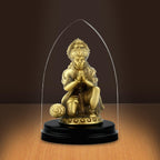 Shilpkala 2.3 Inch Brass Ultra Fine Hanuman Ji Brass Idol in Pranam Mudra for Car Dashboard & Devotional Gift (Coffee Antique)