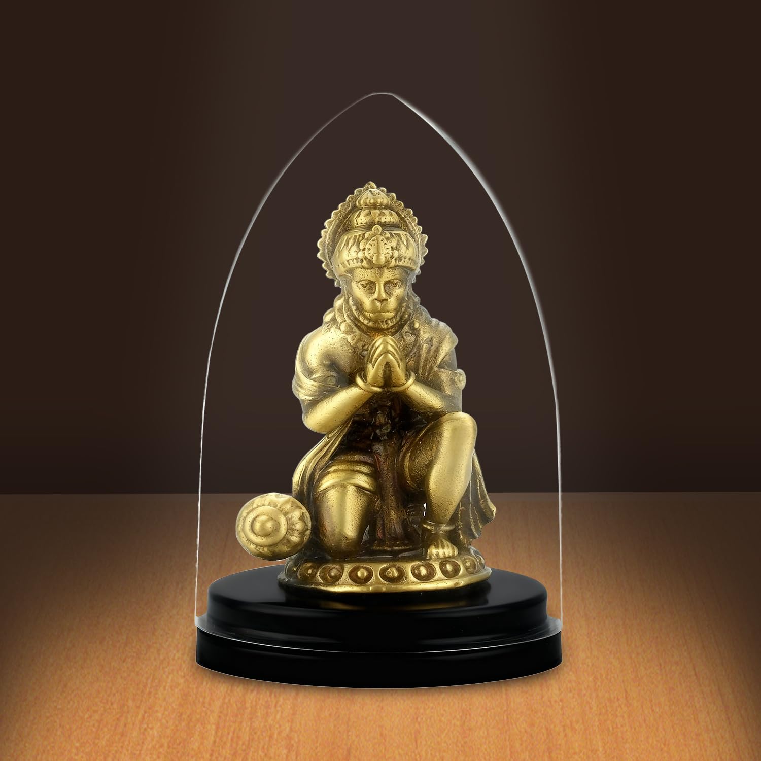 Shilpkala 2.3 Inch Brass Ultra Fine Hanuman Ji Brass Idol in Pranam Mudra for Car Dashboard & Devotional Gift (Coffee Antique)