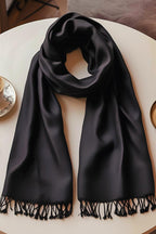 FM Trends Stylish Plain Scarf for Women & Girls | Solid Color Stole, Dupatta, Shawl | Elegant Ladies Accessory (Black, 1.8 meters)