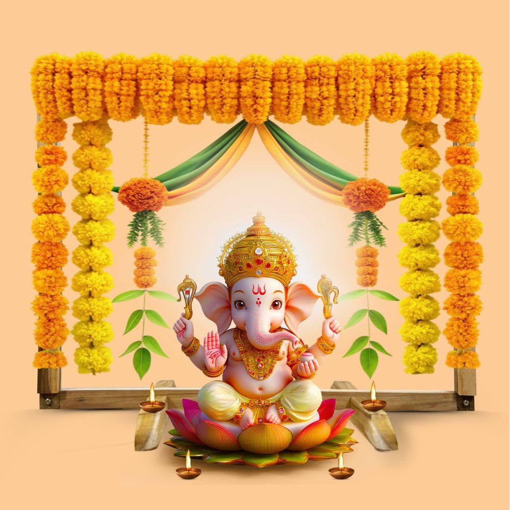 Backdrop Stand for Pooja Decoration/Foldable Wooden Mandap Backdrop for Ganesh Pooja, Durga-Laxmi Pooja, Diwali Festive Decoration Item (Wooden)