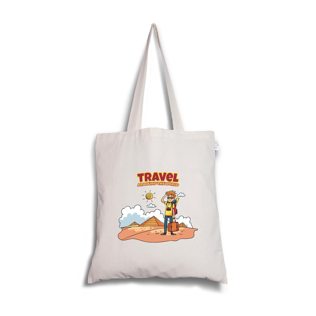 Gift a Joy Travel Around the World Printed Cotton Tote Bag for Women & Girls | Multipurpose Shoulder Bag for Shopping, Office, College & Daily Use