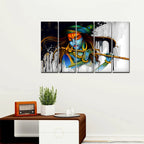 VIBECRAFTS 5 Pieces Wall Painting Shri Krishna Playing Flute For Home | Office |Living Room | Gift (PTVC5Pcs4_8506)