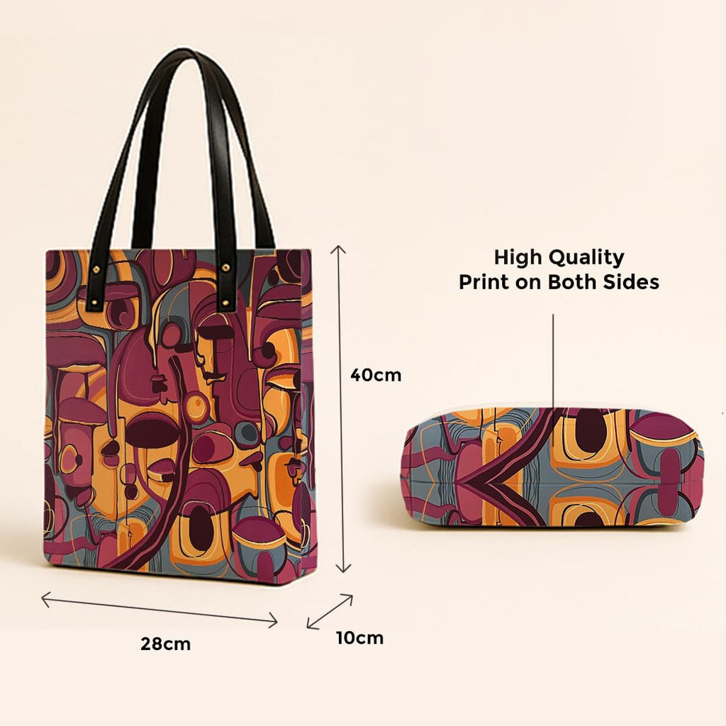 Kalankit Classic Tote Bag For Women | Canvas Printed Totes For Women | Aesthetic Shoulder College Bag For Girls | Vegan Leather Lightweight Everyday Handbag | Gift for Woman | Memory in Disguise