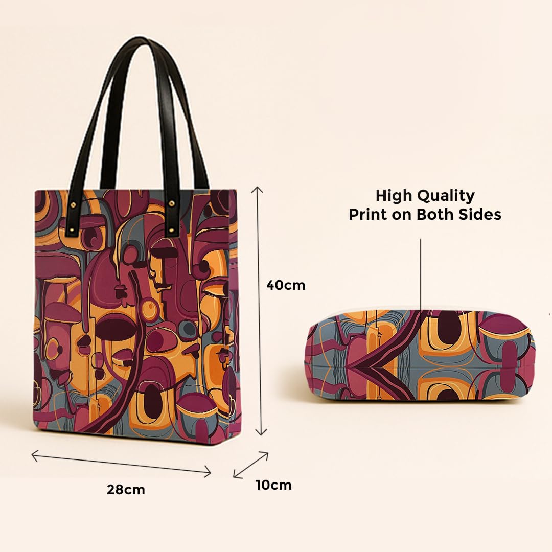 Kalankit Classic Tote Bag For Women | Canvas Printed Totes For Women | Aesthetic Shoulder College Bag For Girls | Vegan Leather Lightweight Everyday Handbag | Gift for Woman | Memory in Disguise