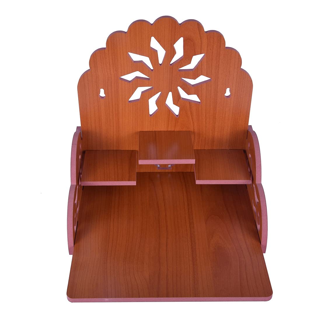 PRIMEFAIR Handmade Beautiful Wooden Temple/Home Temple/Puja Mandir/Wall Hanging and Table Top Home Mandir Temple/Home Art & Craft Engineered Wood Home Wall Temple (BROWN-399)