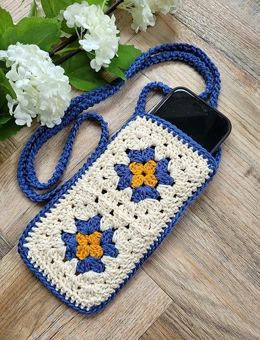 M.M.HANDICRAFT Modern Crochet Cotton Handmade bag, Cotton Shoulder bag Reusable Bag Crochet Purse Market Bag phone mobile bag