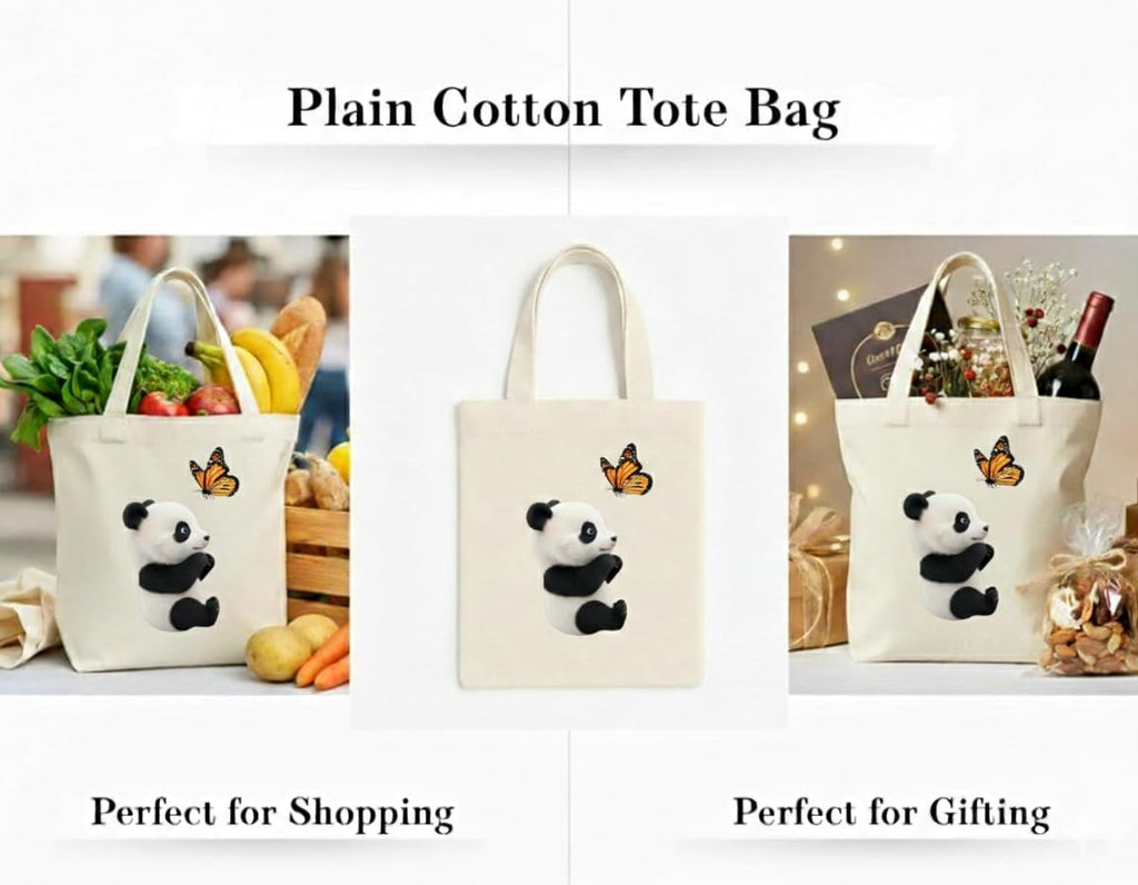 BB INDUSTRIES Cotton Tote Bag, Reusable Eco-Friendly Canvas Shopping Bag with Long Handles, Heavy Duty Multipurpose Cloth Bag for Grocery, Office, School & Gift (BBBAG-0003)