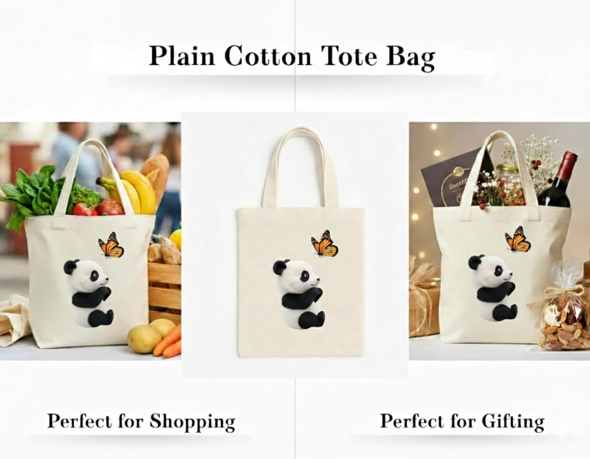 BB INDUSTRIES Cotton Tote Bag, Reusable Eco-Friendly Canvas Shopping Bag with Long Handles, Heavy Duty Multipurpose Cloth Bag for Grocery, Office, School & Gift (BBBAG-0003)