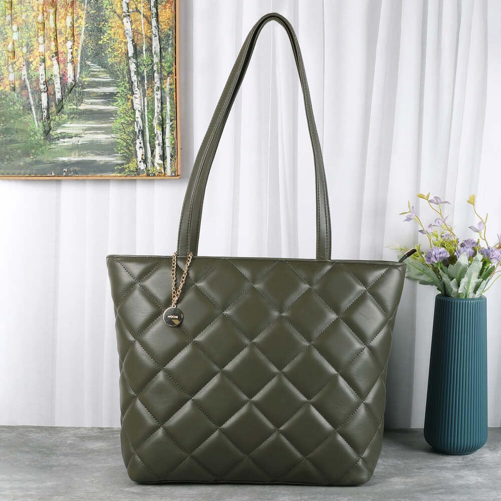 Mochi Women's Green Stylish Faux Leather Tote Bag (66-365)