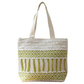 Värde Handmade Cotton Tote Bag for Women | Boho Ethnic Embroidered Shoulder Bag | Green & White Patterned Casual Handbag | Eco-Friendly Lightweight Daily Use Tote Bag for Shopping, Travel & Office