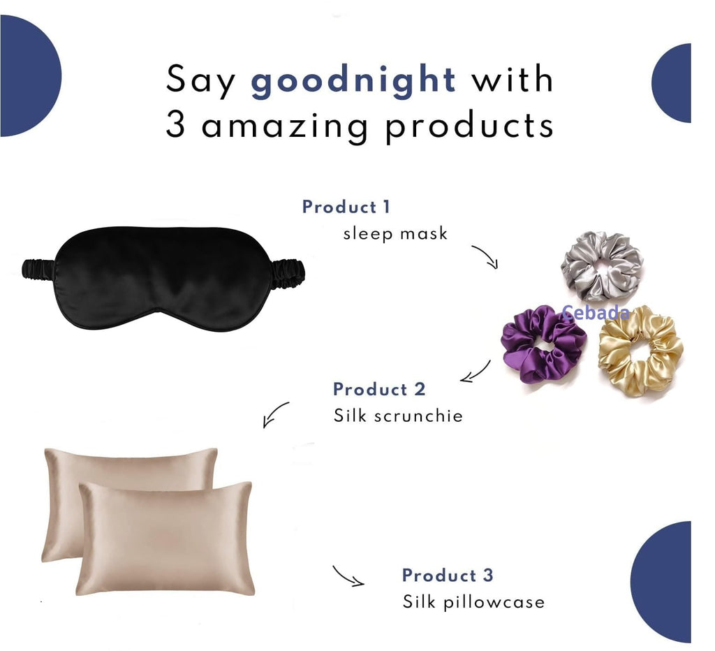 IVAR 3 in 1 Travel Set – Inflatable Neck Pillow, Eye Mask and Ear Plugs Airline Travel Kit (Grey)