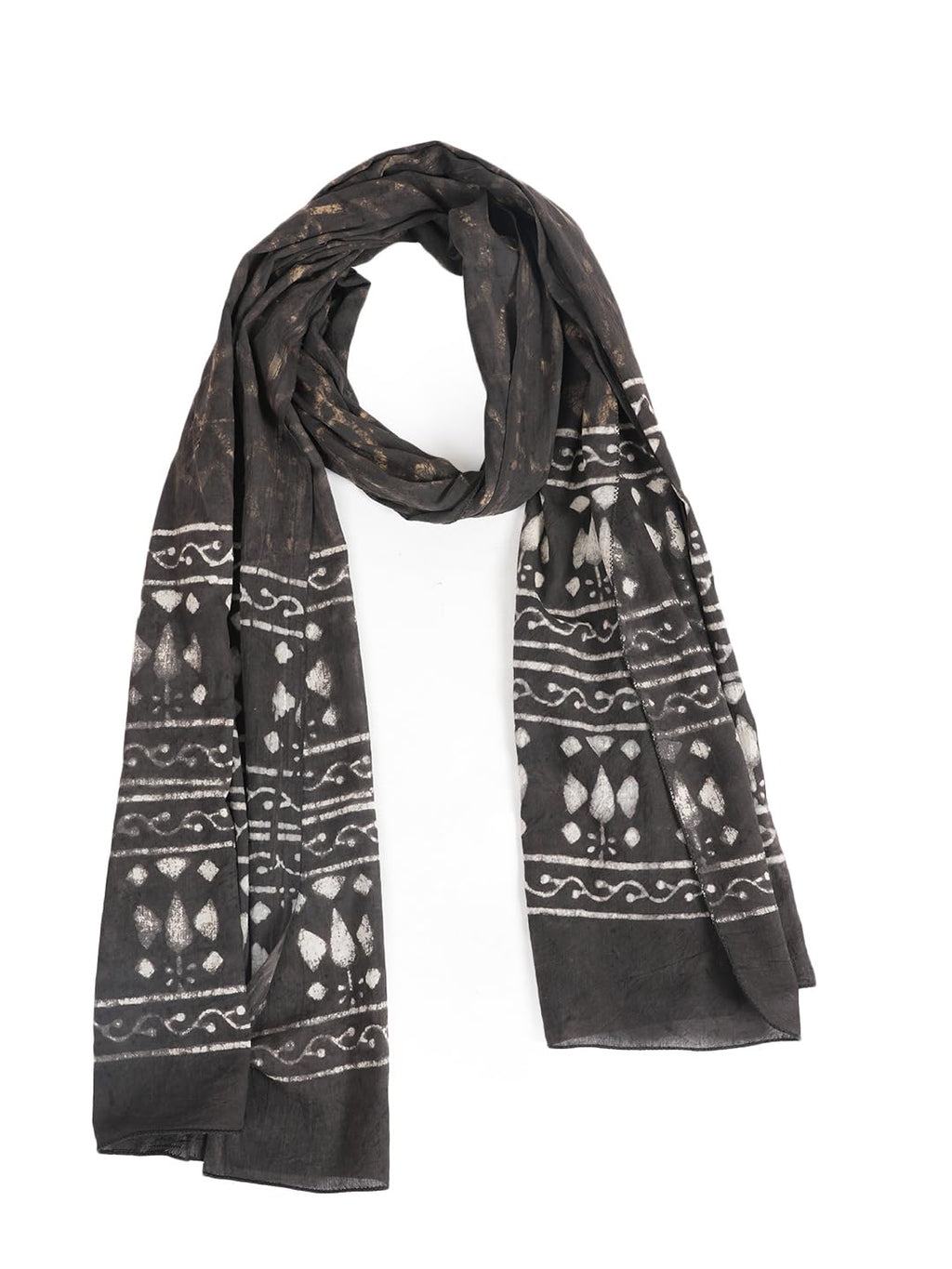 RAI SAHAB Printed Cotton Scarf for Women, Lightweight Soft Scarves Stoles for Summer & Winter(ST-97BLK10)
