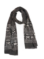 RAI SAHAB Printed Cotton Scarf for Women, Lightweight Soft Scarves Stoles for Summer & Winter(ST-97BLK10)