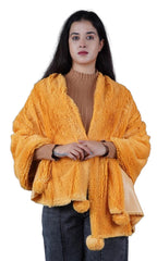 Diamond Craft faux fur woolen Warm Fancy Winter Scarf/Shawl/Dupatta/Hijab/Wrap/Scarves/StolesWrap for Women-Available in many color (MUSTARD YELLOW)