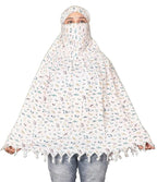 Crockett Cotton Face Mask Scarf with Sun Protection – Long Cotton Dupatta for Women & Girls – Universal Size, Stylish UV Protection Cover for Vahical Driver Outdoor Use (White Music)