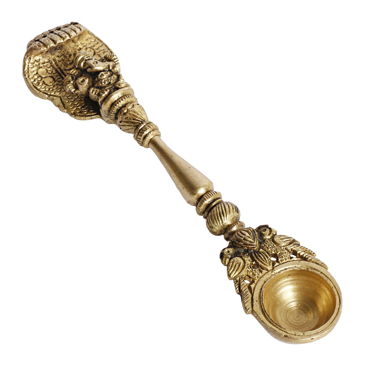 Artvarko Brass Ganesha Havan Spoon Idol Sheshnaag Ganesh Achmani Spoon for Hawan Kund Ghee Pooja 6.5 Inch