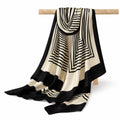 ULOS Women’s Geometric Print Light Weight Black & White Colored Satin Head Scarf - Neck Scarf - Neck Wrap (Square) (44x44)