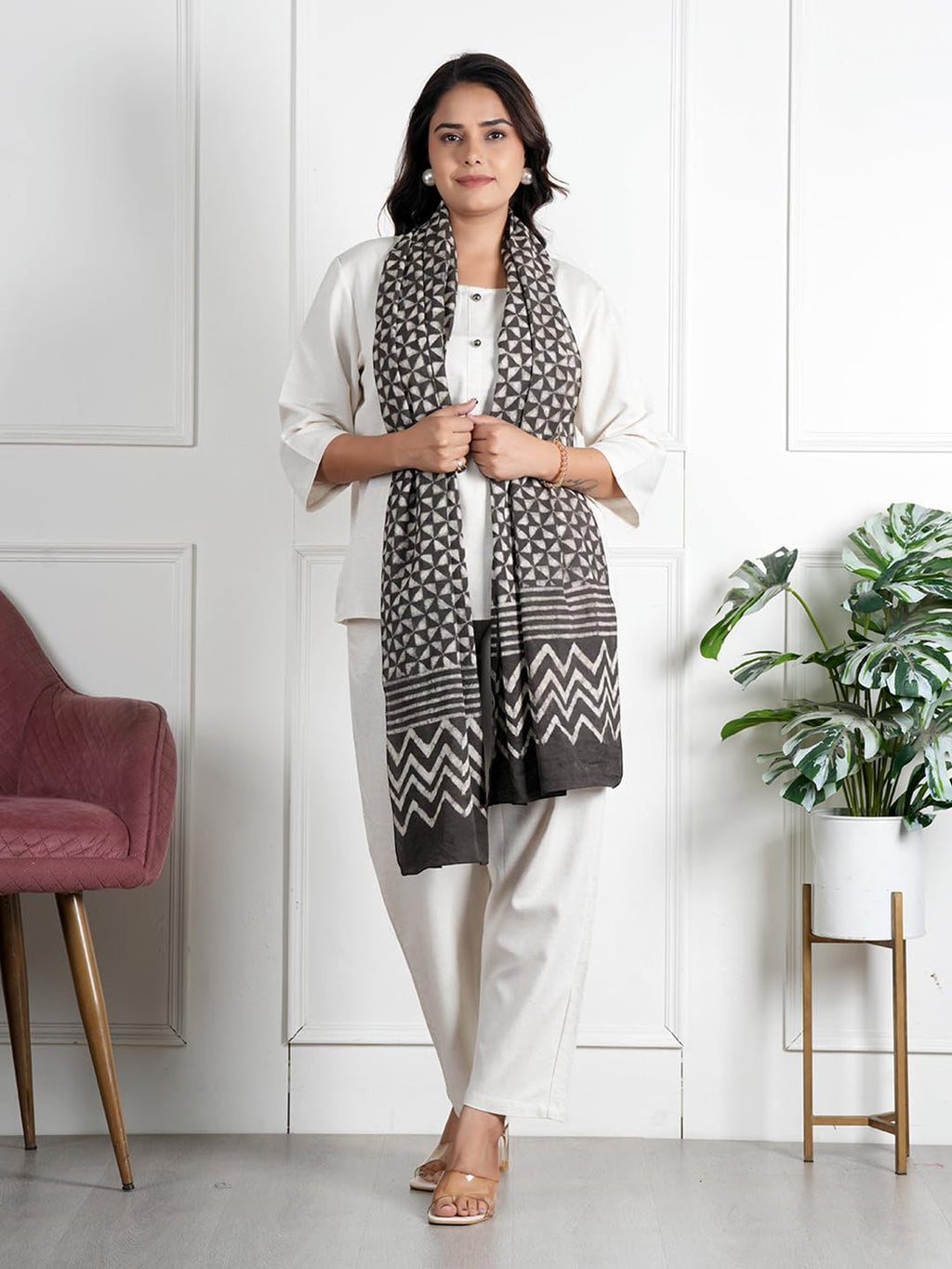 RAI SAHAB Fancy Scarf Lightweight & Comfortable for All Seasons(ST-66SQR10)