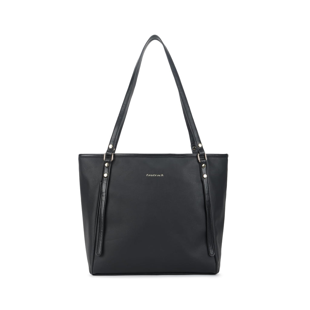 Fastrack Casual Laptop Tote Bag For Girls, Large Size With A Zipper Closure And Padded Laptop Compartment, Compatible With Laptops Up To 14 Inches, Double Handle Bag, Black