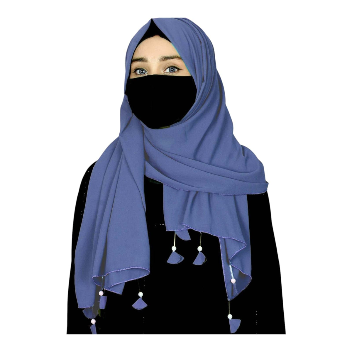 URSHIA HEART PEARL LATKAN HIJAB FOR WOMEN 80 CM BY 180 CM SCARF (SKY BLUE)
