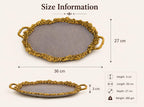 KridayKraft Hand Crafted Metal Rose Ovel Shape Tray for Home Centre Dining Table Serving Dry Fruits
