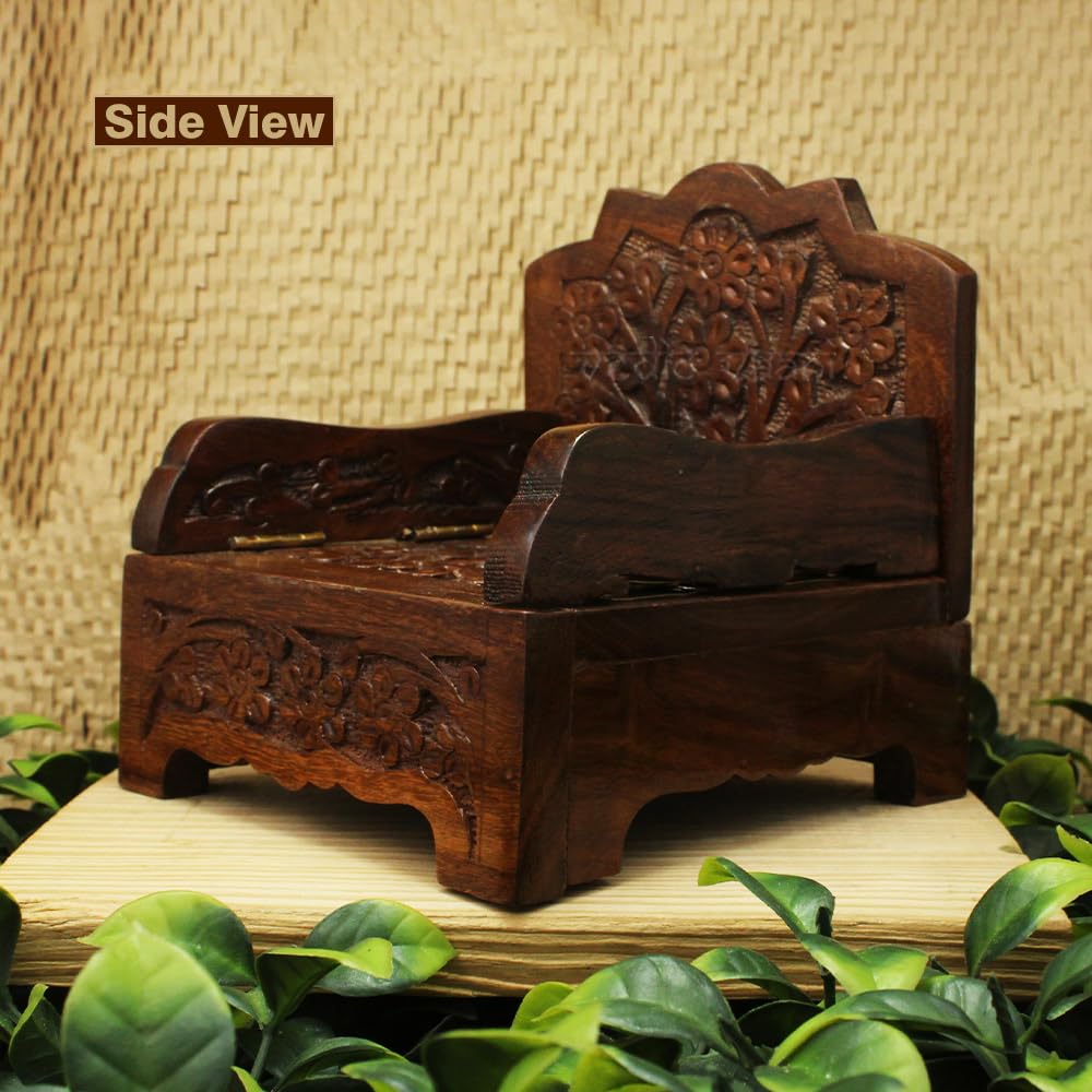 VEDIC VAANI Wooden Singhasan House Temple (Mandir) for Place God and Goddess Idol Sinhasan (5.5 inches (H) x 4.5 inches (L) x 4 inches (W))
