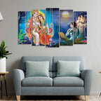 VIBECRAFTS Beautiful Radha Krishna Canvas Wall Painting Set of Five Pieces For Home|Office|Living Room|Gift (PTVC5Pcs2_6603)