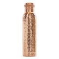 INDIAN ART VILLA Copper Hammered Design Water Bottle - 750 ML, Ayurvedic Health Benefits, Ideal for Home, Office, Gym, Travel, and Gifting, Pack of 1