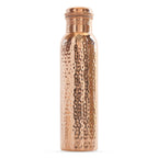 INDIAN ART VILLA Copper Hammered Design Water Bottle - 750 ML, Ayurvedic Health Benefits, Ideal for Home, Office, Gym, Travel, and Gifting, Pack of 1