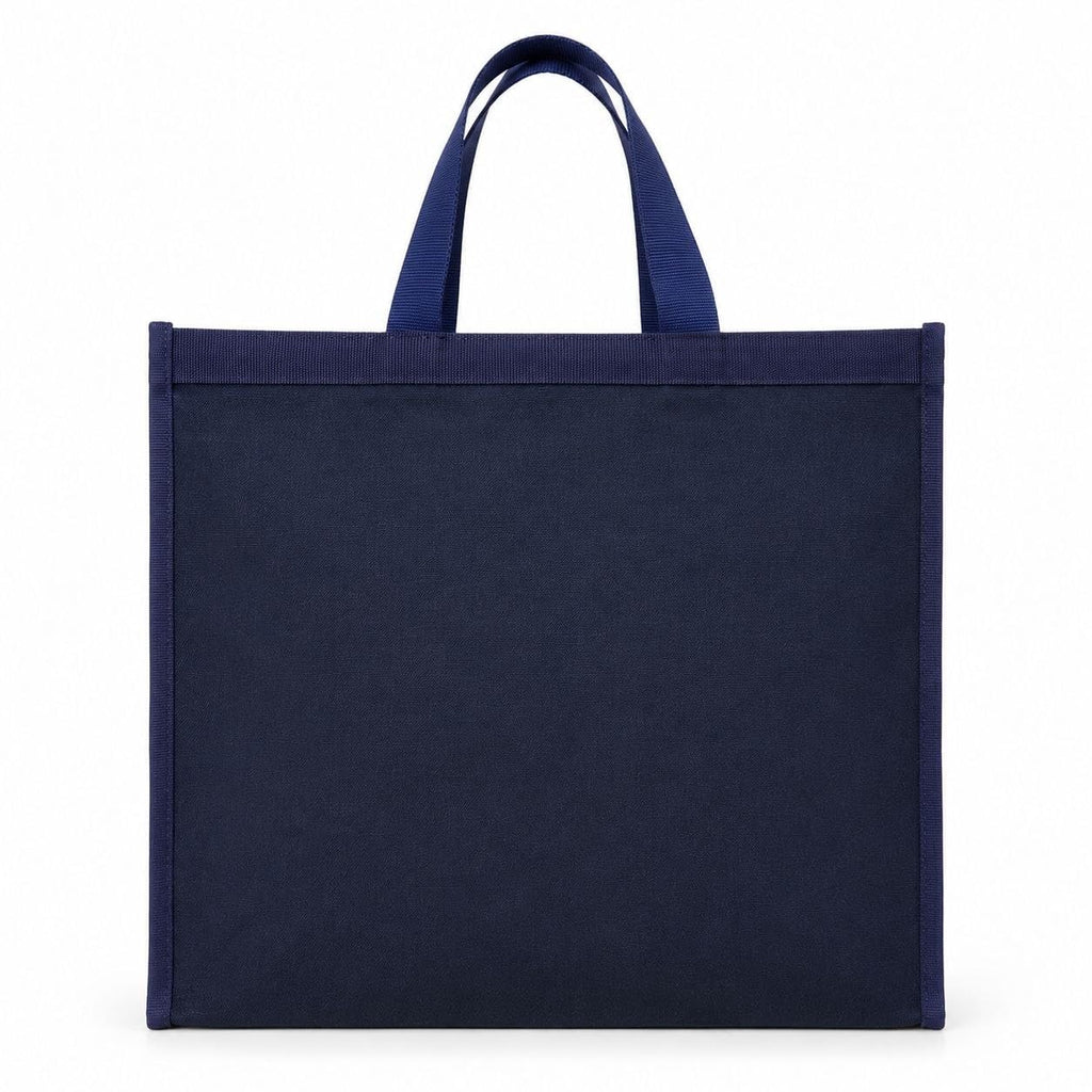 Large Canvas Grocery Shopping Bag, Heavy Duty Reusable Tote, 16x18x8 Inch, 15+ Kg Capacity, Water Resistant, Multipurpose Storage for Vegetables and Fruits Blue