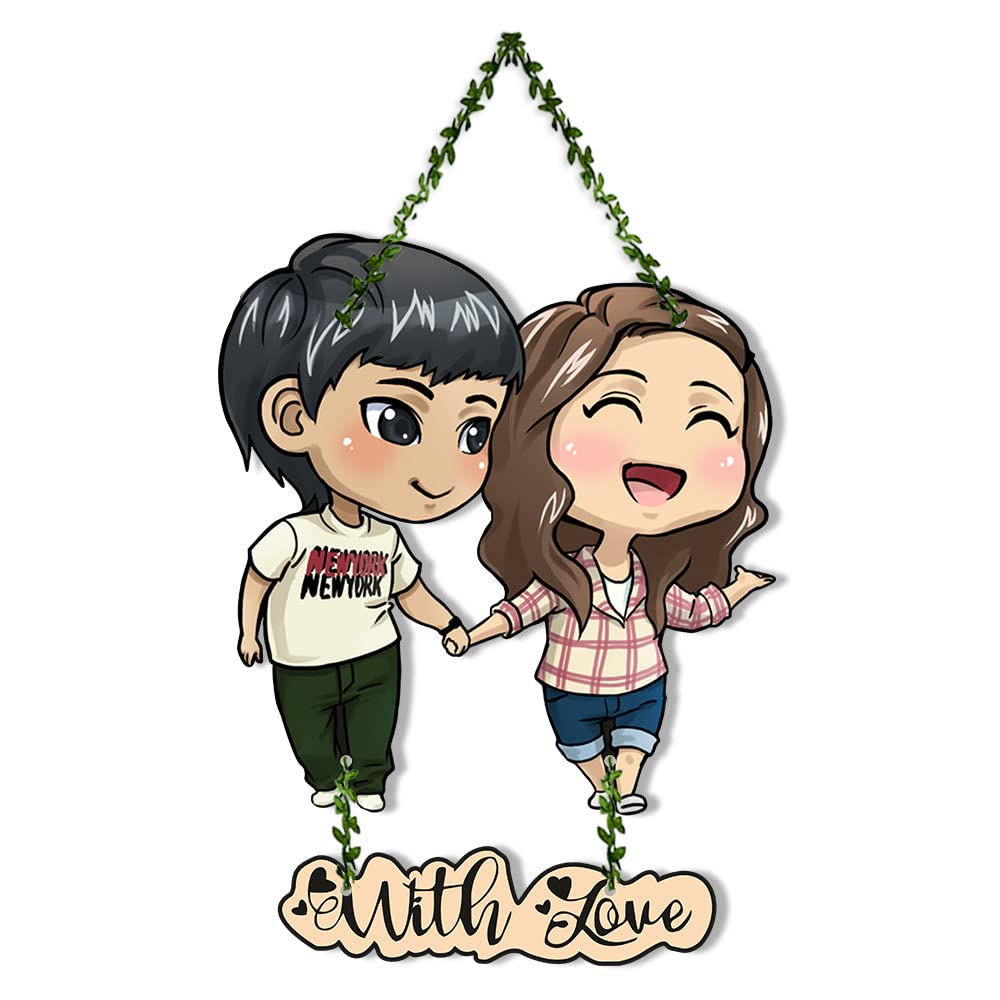 Artvibes Couple Wooden Wall Hanging for Decoration | Valentine Gift for Partner | Gift Items For Girlfriend Boyfriend Husband Wife | Wall Illustrations | Unique Gift Items | Wall Accent (WH_8306N)
