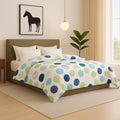 Heavy Winter Bed Comforter for Single Bed - 500 GSM Ultra Warm Quilt Blanket/Rajai - Mint Breeze Circles - Down Alternative Microfiber Duvet Insert with Corner Ties - Winter Season Premium