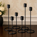The Arts Box Metal Taper Candle Holder Stand Set of 6 Black Candlestick Holders for Dining Table Wedding & Home Decor Modern Tall Candle Stands Multi Height Centerpiece for Living Room & Festive Use