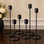The Arts Box Metal Taper Candle Holder Stand Set of 6 Black Candlestick Holders for Dining Table Wedding & Home Decor Modern Tall Candle Stands Multi Height Centerpiece for Living Room & Festive Use