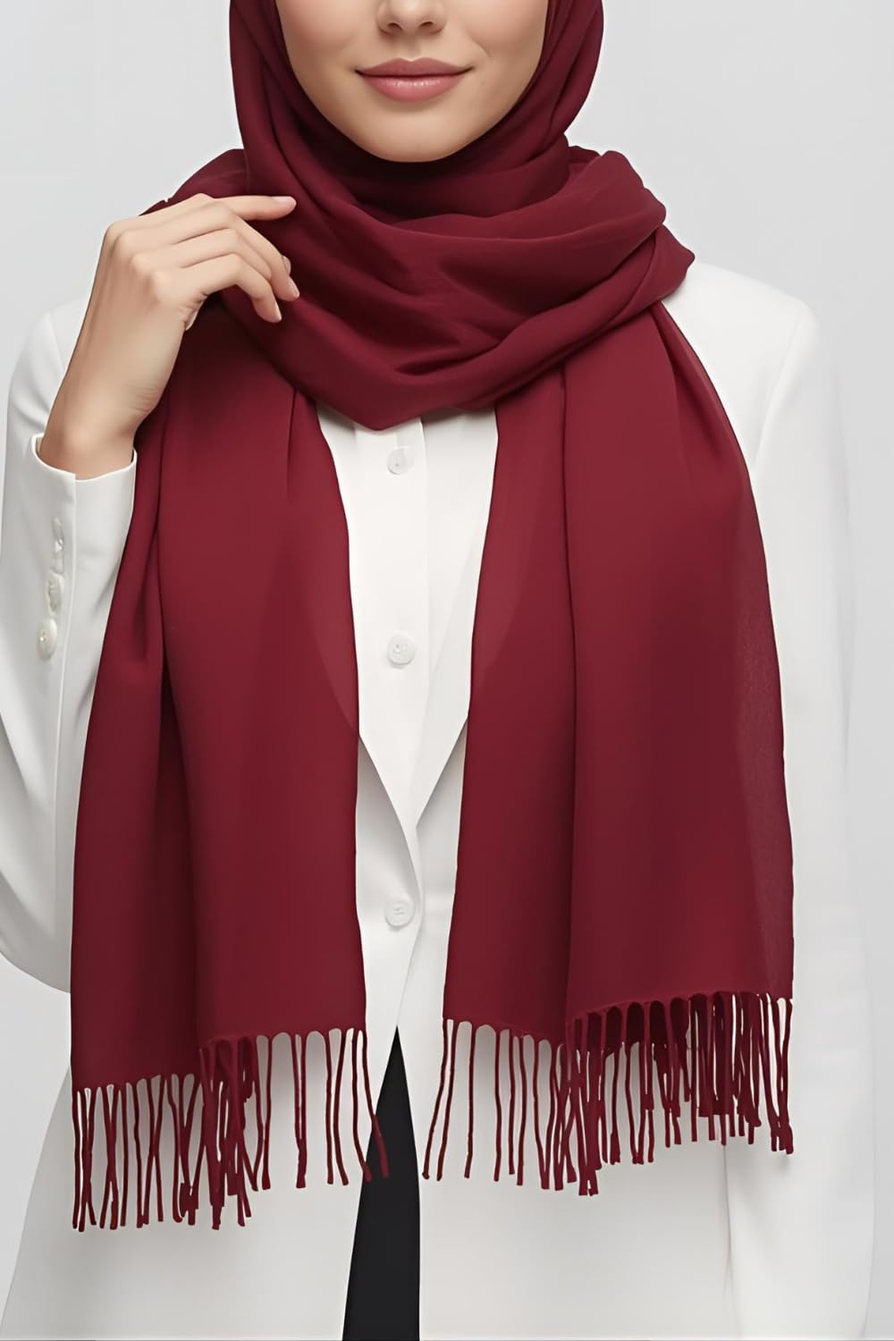 FM Trends Stylish Plain Scarf for Women & Girls | Solid Color Stole, Dupatta, Shawl | Elegant Ladies Accessory (Maroon, 1.8 meters)