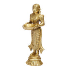 Artvarko Brass Paavai Vilakku Deep Laxmi Diya Welcome Lady Holding Oil Diya 8 Inch