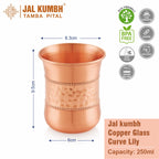 Jalkumbh Pure Copper Glasses Curve Lily Water Glass Pure Tamba Glass for Drinking & Serving Water Tumbler-300 ML