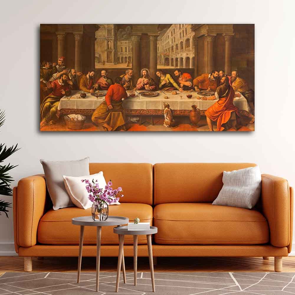 VIBECRAFTS Canvas Paintings for Living Room Drawing Room Beautiful Supper of Christ in Church Chiesa Dei Santi Wall Painting Fitted with Wooden Frame for Home|Office|Gift(PTVCH_2259) (Multi 9)