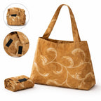 Foldable Reusable Cloth Bag, Cotton Polyester Blend, Long Shoulder Handles, Compact Design with Hook and Loop Closure