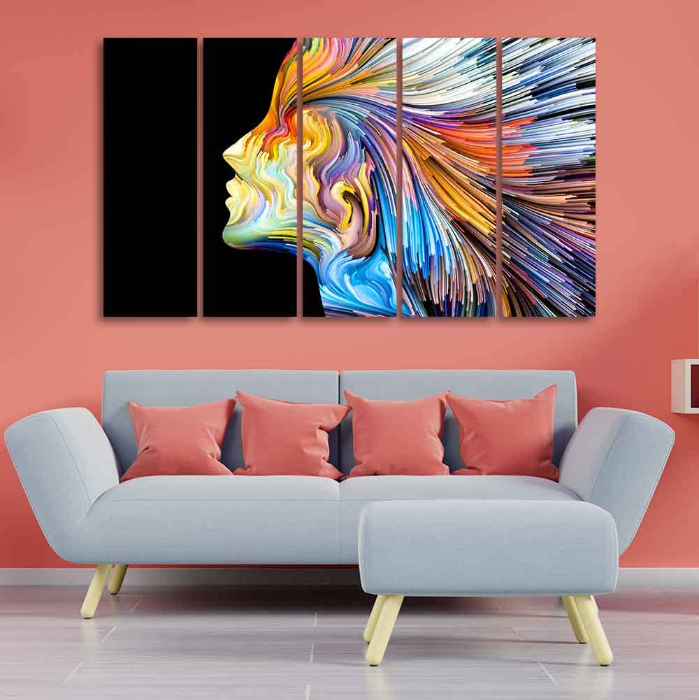 VIBECRAFTS Modern Abstract Colorful Art Wall Painting Set of Five For Home|Office|Living Room|Gift (PTVC5Pcs4_8616)