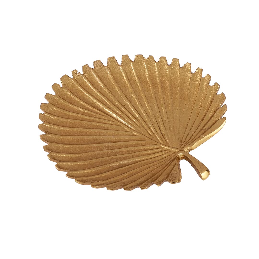 Purestory Metal Jewelry Dish Tray, Decorative Trinket Dish, Modern Accent Tray.Trinket Tray Home Decor Wedding Gift for Her Desk Organizer Accessories Small Ring Holder - Gold (6 Inches)