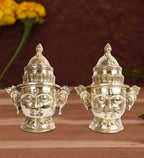 ARTVARKO Brass Shiva Parvati Face Head Murti Shiv Parvathi Statue Shivaratri Mahashivaratri Mahadev Idol for Pooja Home Decor Showpiece God Sculpture Height 8.5Inches