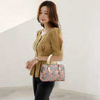 SYGA Women Stylish Tote Bag with Contrasting Colors – Medium Capacity Daily Shoulder Handbag(Flower Khaki)