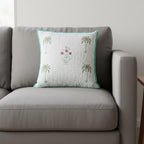 HOMEMONDE Premium Cotton Cushion Covers Pack of 1 - Soft Floral Hand Block Print Living Room 24 x 24 Inch Square Pillow Cases, Green-300 TC