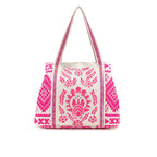 Boho Girl Handbags Pink Beaded Work Tote Stylish Ladies and Girls Handbag for Office and Travel Shoulder Bag for College | Ladies Purse Handbag | Handbags with Inner Pocket
