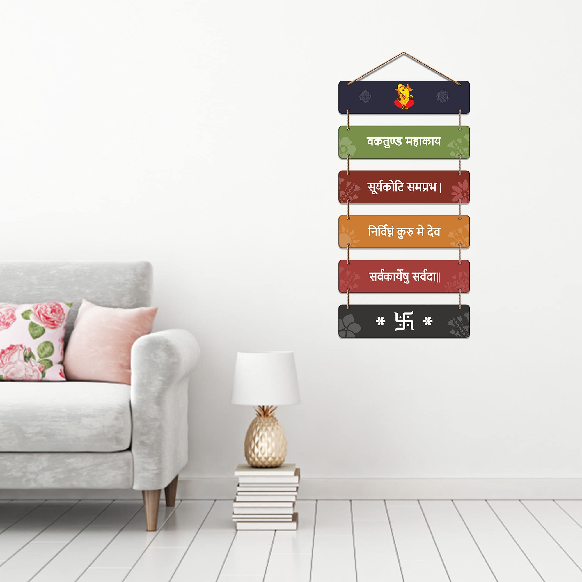 Artvibes Decorative Wall Hanging Wooden Art Decoration item for Living Room | Bedroom | Home Decor | Gifts | Quotes Decor Item | Wall Art For Hall | Mdf Wall Decoration, Set of 6(WH_3258N)